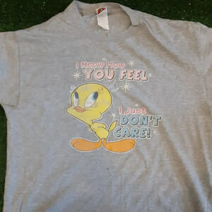 tweety bird looney toons tag "I know how you feel...I just don't care" sz Large